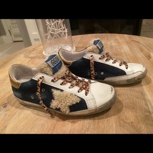 Golden Goose Superstar shearling star denim Sz 37
